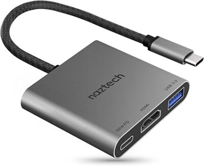 Naztech 3-in-1 USB-C Hub - 5Gbps High Speed Multiport Adapter with 100W Power Delivery Charging Port, 4K Ultra HD HDMI, and USB 3.0